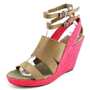 Diesel Leather Alma Open Roe Wedge Sandal